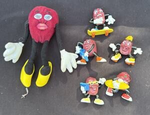 Vintage California Raisins PVC Figures and Plush Lot 1980s Advertising